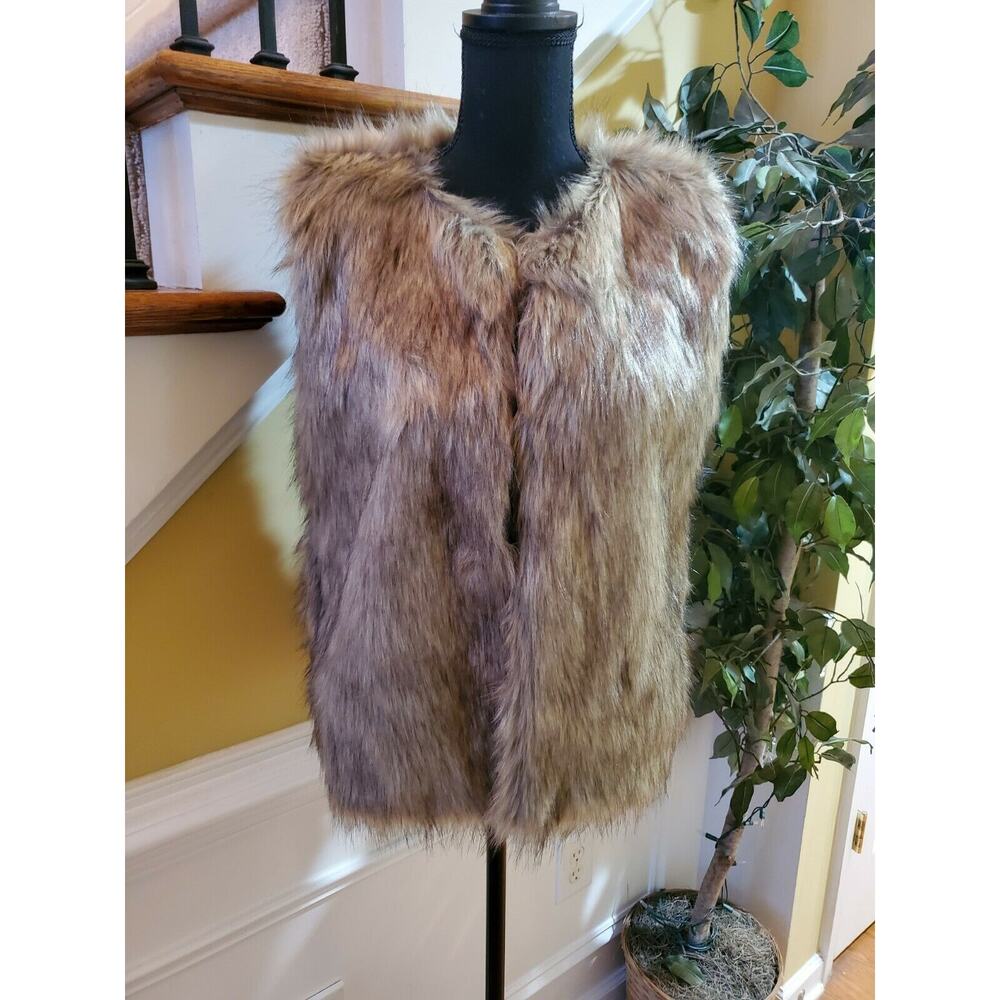 TANMING Brown Tan Faux Fur Warm Vest Size M